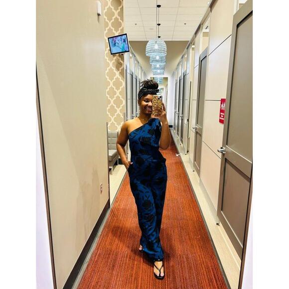 New! Kate Spade x Target Size 8 Classic Rose Jumpsuit Navy Blue/Black Medium / M - Picture 7 of 8